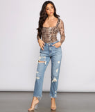 With fun and flirty details, Trendy Stunner Snake Print Bodysuit shows off your unique style for a trendy outfit for the summer season!