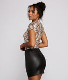 With fun and flirty details, Step Up Snake Print Bodysuit shows off your unique style for a trendy outfit for the summer season!
