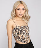 Vamp It Up Snake Print Crop Top is a trendy pick to create 2023 festival outfits, festival dresses, outfits for concerts or raves, and complete your best party outfits!