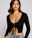 With fun and flirty details, Basic Lace-Up Crop Top shows off your unique style for a trendy outfit for the summer season!