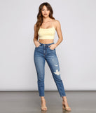 With fun and flirty details, Stylish Straps Knit Crop Top shows off your unique style for a trendy outfit for the summer season!