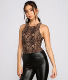 Dress up in Sassy Style Snake Print Bodysuit as your going-out dress for holiday parties, an outfit for NYE, party dress for a girls’ night out, or a going-out outfit for any seasonal event!