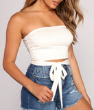 With fun and flirty details, Tied To Basics Ribbed Knit Crop Top shows off your unique style for a trendy outfit for the summer season!
