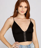 With fun and flirty details, Hooked On Style Ribbed Knit Crop Top shows off your unique style for a trendy outfit for the summer season!