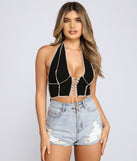 With fun and flirty details, Taking The Plunge Ribbed Knit Halter Top shows off your unique style for a trendy outfit for the summer season!
