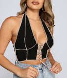 With fun and flirty details, Taking The Plunge Ribbed Knit Halter Top shows off your unique style for a trendy outfit for the summer season!