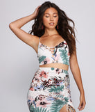 You’ll look stunning in the Vacay Beauty Floral Crop Top when paired with its matching separate to create a glam clothing set perfect for a New Year’s Eve Party Outfit or Holiday Outfit for any event!