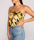 Dress up in Chainlink Handkerchief Crop Top as your going-out dress for holiday parties, an outfit for NYE, party dress for a girls’ night out, or a going-out outfit for any seasonal event!