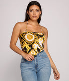 With fun and flirty details, Chainlink Handkerchief Crop Top shows off your unique style for a trendy outfit for the summer season!