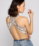 With fun and flirty details, Fierce Vixen Crepe Snake Print Bodysuit shows off your unique style for a trendy outfit for the summer season!