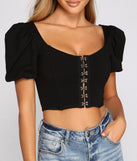 With fun and flirty details, Hooked On Glamour Ponte Knit Corset Top shows off your unique style for a trendy outfit for the summer season!