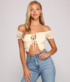 With fun and flirty details, Dainty Detailed Lace Crop Top shows off your unique style for a trendy outfit for the summer season!