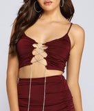 With fun and flirty details, Dazzling Glamour Rhinestone Crop Top shows off your unique style for a trendy outfit for the summer season!