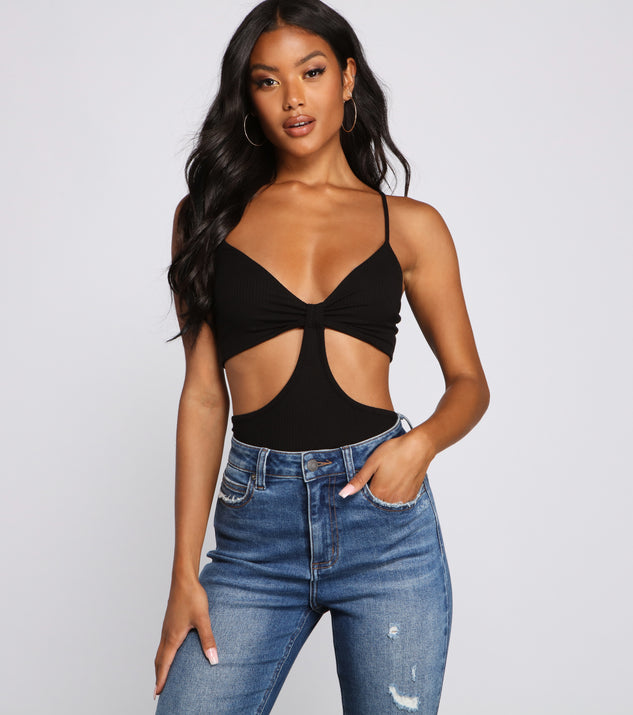 With fun and flirty details, Basic Ribbed Knit Cutout Bodysuit shows off your unique style for a trendy outfit for the summer season!