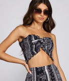 With fun and flirty details, Good Vibes Paisley Crop Top shows off your unique style for a trendy outfit for the summer season!