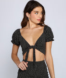 You’ll look stunning in the Polka Dot Perfection Crop Top when paired with its matching separate to create a glam clothing set perfect for parties, date nights, concert outfits, back-to-school attire, or for any summer event!
