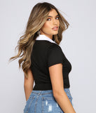With fun and flirty details, Preppy Vibes Collared Crop Top shows off your unique style for a trendy outfit for the summer season!