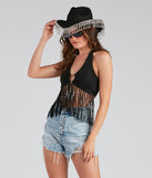 O-Ring Faux Suede Halter Top is a trendy pick to create 2024 concert outfits, festival dresses, outfits for raves, or to complete your best party outfits or clubwear!
