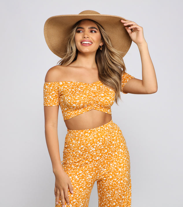 You’ll look stunning in the Floral Sensation Off-The-Shoulder Top when paired with its matching separate to create a glam clothing set perfect for a New Year’s Eve Party Outfit or Holiday Outfit for any event!