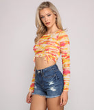 With fun and flirty details, Bold Babe Tie-Dye Mesh Crop Top shows off your unique style for a trendy outfit for the summer season!