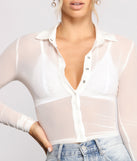 With fun and flirty details, Basic Collared Button Down Mesh Top shows off your unique style for a trendy outfit for the summer season!