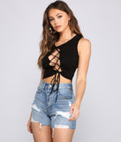 With fun and flirty details, Essential Lace-Up Cropped Tank shows off your unique style for a trendy outfit for the summer season!