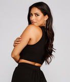 With fun and flirty details, Vacay Vibes Cutout Crop Top shows off your unique style for a trendy outfit for the summer season!