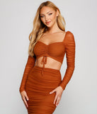 Dress up in Moment For Mesh Ruched Crop Top as your going-out dress for holiday parties, an outfit for NYE, party dress for a girls’ night out, or a going-out outfit for any seasonal event!