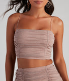 With fun and flirty details, Party Stunner Glitter Crop Top shows off your unique style for a trendy outfit for the summer season!