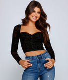 Dress up in Major Luxe Flocked Velvet Bustier as your going-out dress for holiday parties, an outfit for NYE, party dress for a girls’ night out, or a going-out outfit for any seasonal event!