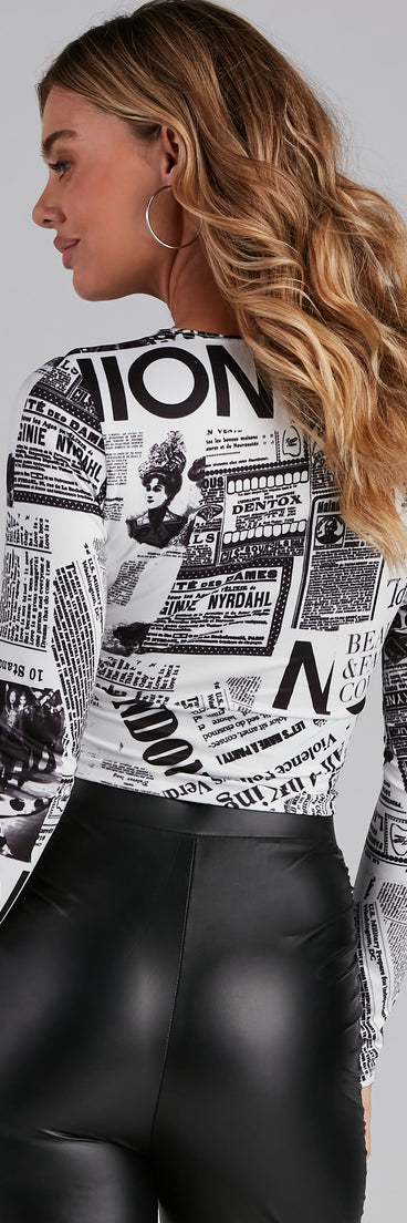 With fun and flirty details, Extra Extra Newspaper Crop Top shows off your unique style for a trendy outfit for the summer season!