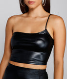 With fun and flirty details, Dangerous Glam Faux Leather One Shoulder Crop Top shows off your unique style for a trendy outfit for the summer season!