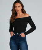 With fun and flirty details, Cozy Knit Off-The-Shoulder Top shows off your unique style for a trendy outfit for the summer season!