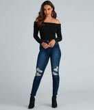 With fun and flirty details, Cozy Knit Off-The-Shoulder Top shows off your unique style for a trendy outfit for the summer season!