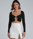 Rise And Stun Lace-Up Crop Top creates the perfect New Year’s Eve Outfit or new years dress with stylish details in the latest trends to ring in 2023!