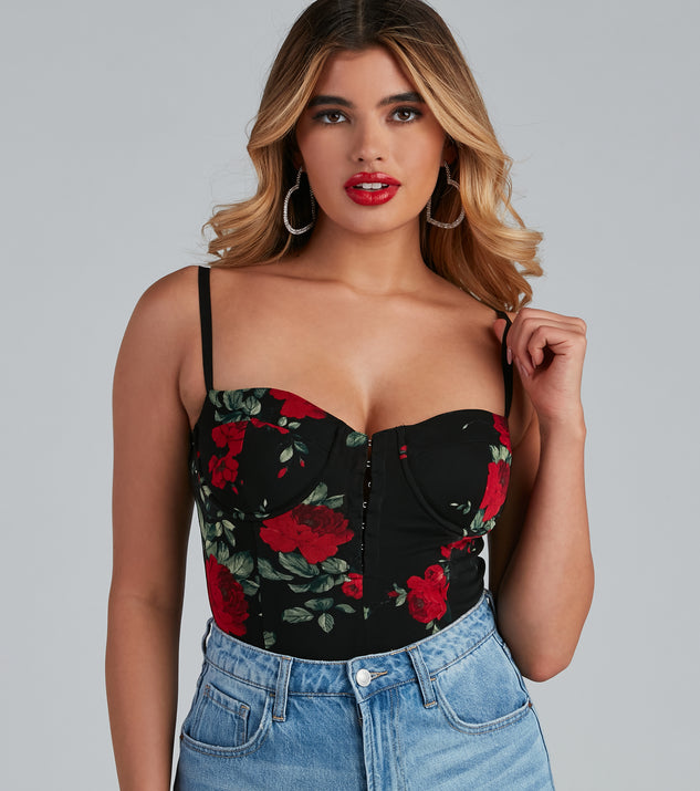 Fall In Love With Floral Bodysuit helps create the best bachelorette party outfit or the bride's sultry bachelorette dress for a look that slays!