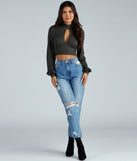 With fun and flirty details, Keyhole Cutie Waffle Knit Crop Top shows off your unique style for a trendy outfit for the summer season!