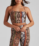 With fun and flirty details, Boho Dreamer Printed Crop Top shows off your unique style for a trendy outfit for the summer season!
