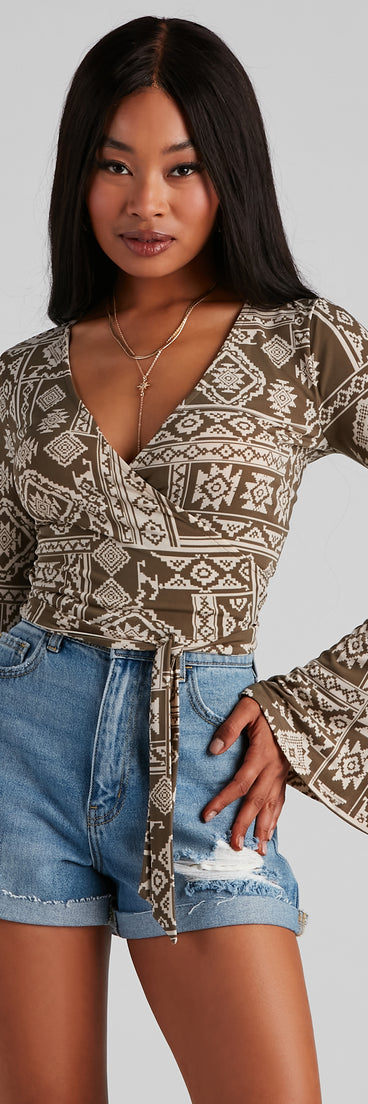 Boho Bell Sleeve Wrap Top is a trendy pick to create 2023 festival outfits, festival dresses, outfits for concerts or raves, and complete your best party outfits!