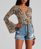 Boho Bell Sleeve Wrap Top is a trendy pick to create 2023 festival outfits, festival dresses, outfits for concerts or raves, and complete your best party outfits!