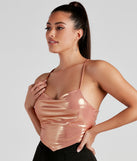 Let Me Shine Cowl Tie-Back Top is a trendy pick to create 2023 festival outfits, festival dresses, outfits for concerts or raves, and complete your best party outfits!
