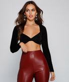 Dress up in Trendy And Fab Twist Front Crop Top as your going-out dress for holiday parties, an outfit for NYE, party dress for a girls’ night out, or a going-out outfit for any seasonal event!