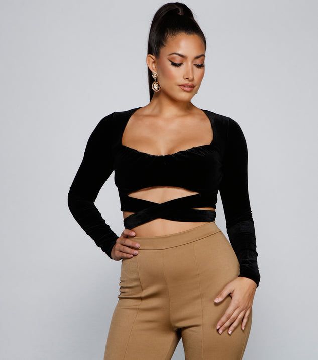 Dress up in A Trendy Look Velvet Crop Top as your going-out dress for holiday parties, an outfit for NYE, party dress for a girls’ night out, or a going-out outfit for any seasonal event!