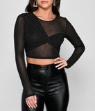 With fun and flirty details, Glitter Goals Sheer Mesh Crop Top shows off your unique style for a trendy outfit for the summer season!