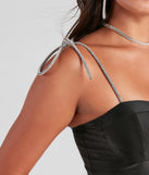 With fun and flirty details, Party Girl Rhinestone Tie Strap Bustier shows off your unique style for a trendy outfit for the summer season!