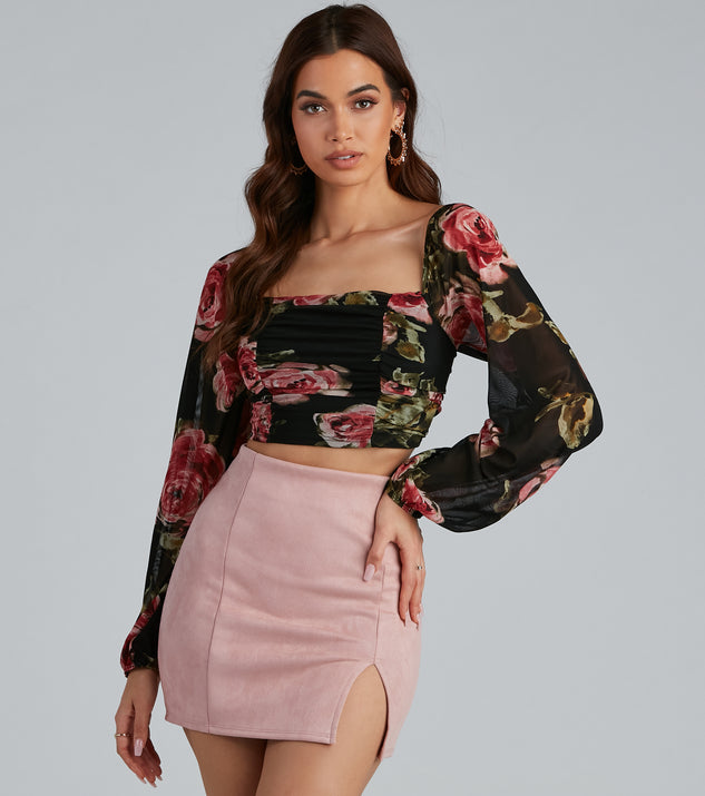 Be Mine Floral Lace Up Crop Top | Windsor