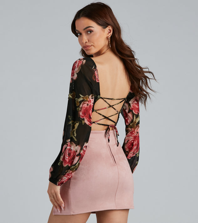 Be Mine Floral Lace Up Crop Top | Windsor