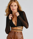 Bold And Chic Collared Mesh Wrap Top creates the perfect New Year’s Eve Outfit or new years dress with stylish details in the latest trends to ring in 2023!