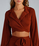 With fun and flirty details, Tied Together Surplice Crop Top shows off your unique style for a trendy outfit for the summer season!
