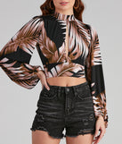 With fun and flirty details, Palm Paradise Tie-Back Crop Top shows off your unique style for a trendy outfit for the summer season!